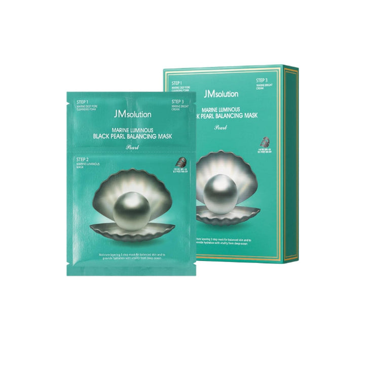 JMsolution Marine Luminous Black Pearl Balancing Mask -3 step Intensive Care- Korean Skincare Facial Mask sheets for all type of skin (1 Sheet)