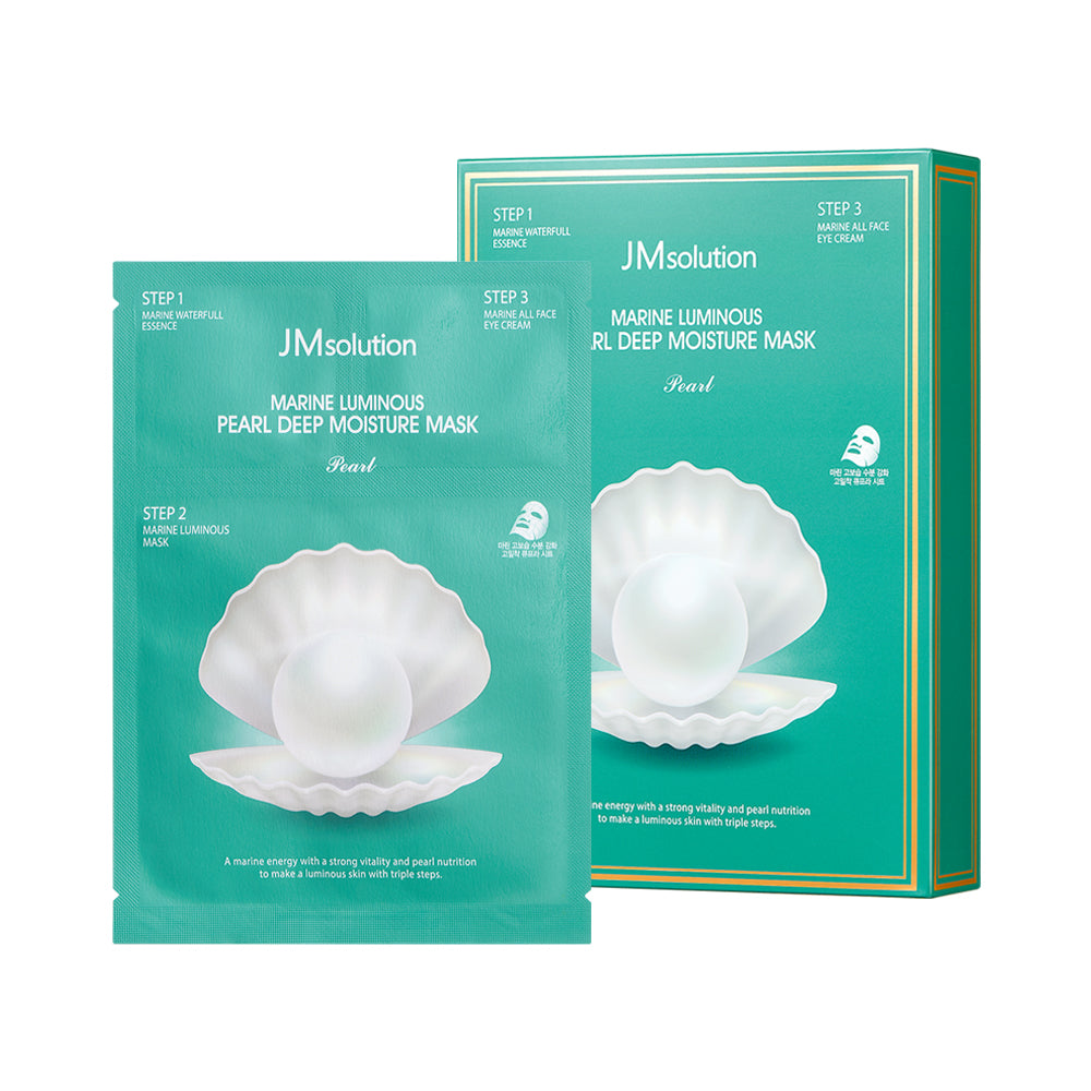 JMSolution Marine Luminous Pearl Deep Moisture 3 step Face Mask,- Hydrating Sheet With & Cleansing Foam (1 Sheet)