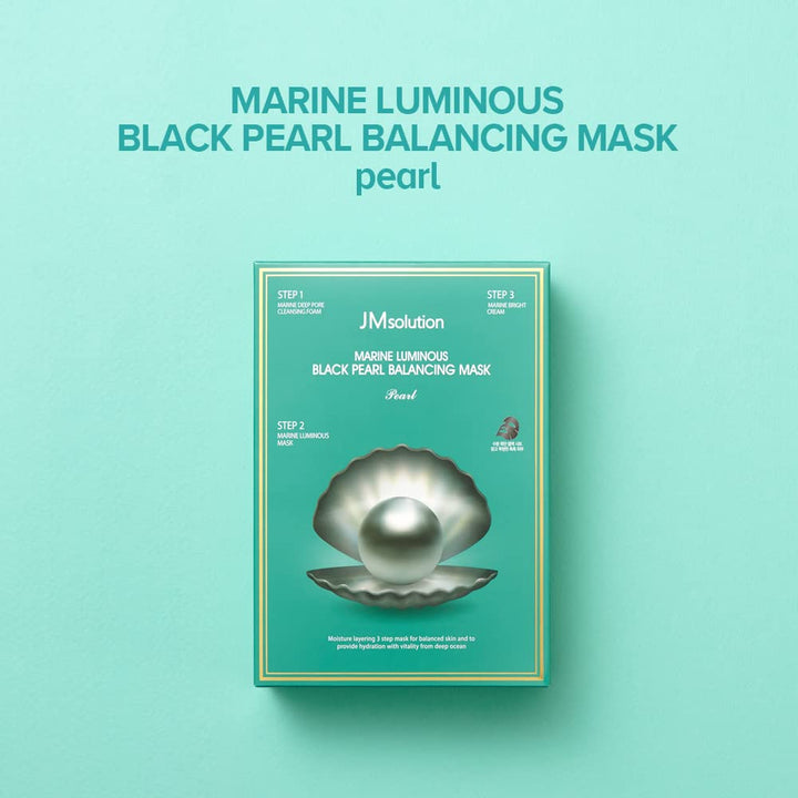 JMsolution Marine Luminous Black Pearl Balancing Mask -3 step Intensive Care- Korean Skincare Facial Mask sheets for all type of skin (1 Sheet)