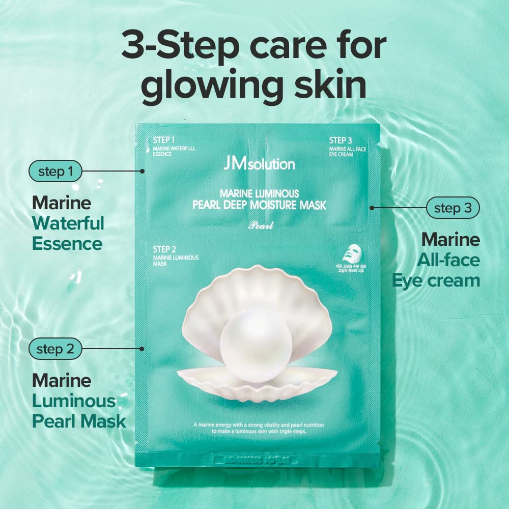 JMSolution Marine Luminous Pearl Deep Moisture 3 step Face Mask,- Hydrating Sheet With & Cleansing Foam (1 Sheet)