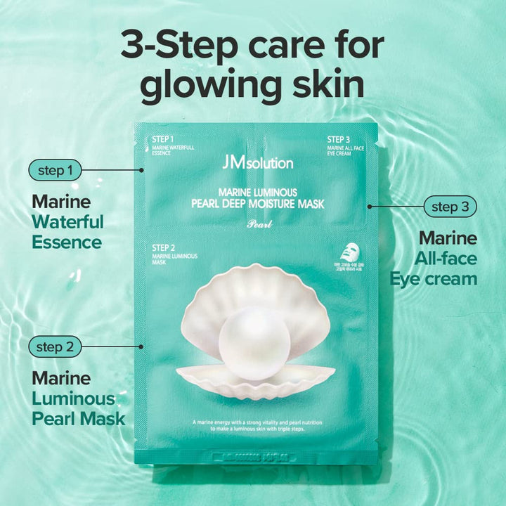 JMSolution Marine Luminous Pearl Deep Moisture 3 step Face Mask,- Hydrating Sheet With & Cleansing Foam (1 Sheet)