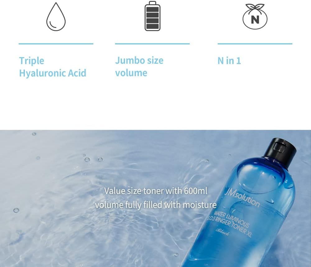 JMsolution Water Luminous  S.O.S Ringer Toner X Large 600ml (20.28floz) Black -Korea Skin Care Moisture